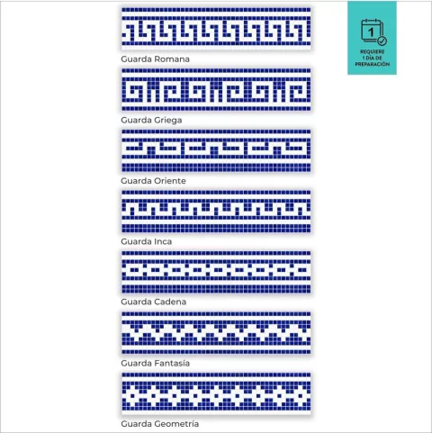 Guarda en Venecitas. Azul y blanco. Alto: 22 cm Precio por metro Lineal