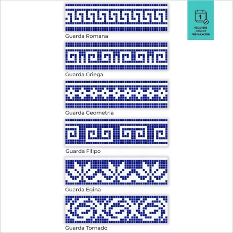 Guarda en Venecitas. Azul y blanco. Alto: 26 cm Precio por metro Lineal