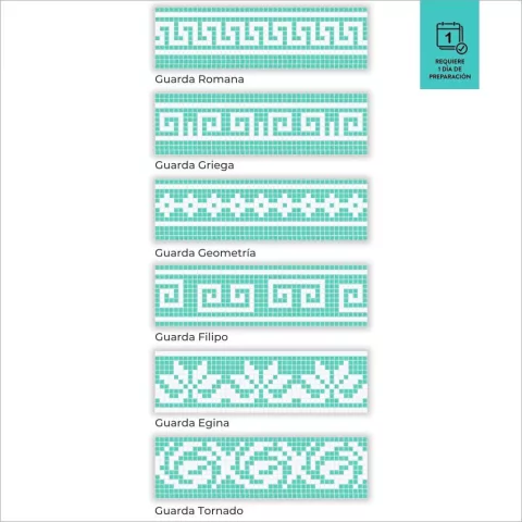 Guarda en Venecitas. Aguamarina y blanco. Alto: 28,2 cm Precio por metro Lineal