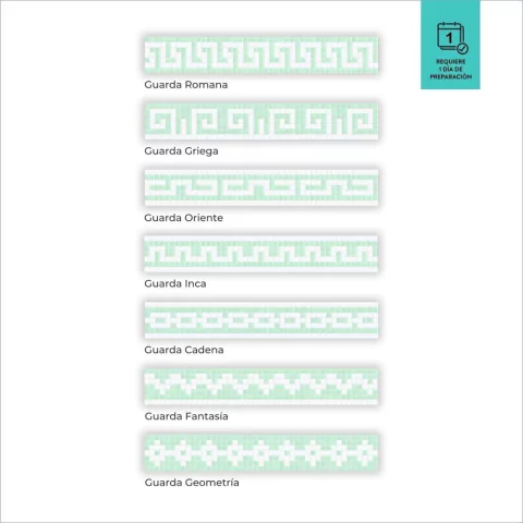 Guarda en Venecitas. Verde claro y Blanco. Alto: 15,2cm Precio por metro Lineal