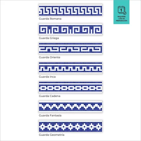 Guarda en Venecitas. Azul cobalto y Blanco. Alto: 17,5cm (aprox). Precio por metro Lineal