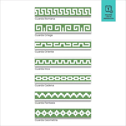 Guarda en Venecitas. Verde y Blanco. Alto: 15,2cm Precio por metro Lineal