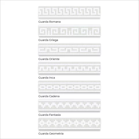 Guarda en Venecitas. Gris claro y Blanco. Alto: 17,5 cm Precio por metro Lineal