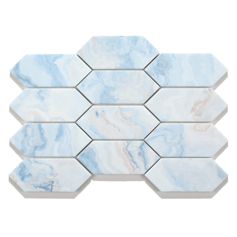 Subway marmol celeste hexagonal - TIP OZEAN - Marmol Glass 25x37 cm
