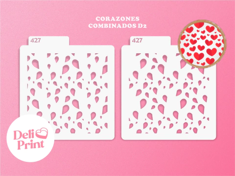 Stencil Corazones Combinados D2