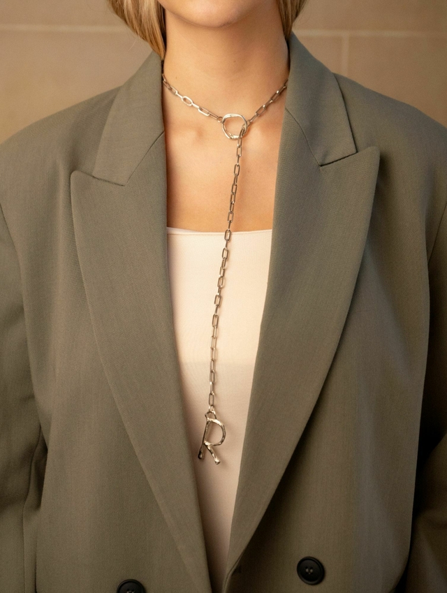 Collar Inicial Gotas · Bronce Y Alpaca thumbnail 2