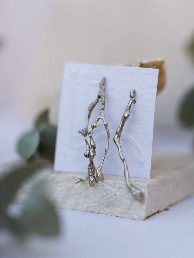 Aros Ramas Asimetricas · Bronce Y Alpaca thumbnail 2