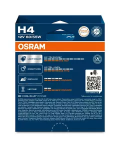 LÂMPADA HALÓGENA COOL BLUE INTENSE NEXT GENERATION H4 64193CBN 60/55W 12V DUO - Embalagem 100% Ecológica - Osram