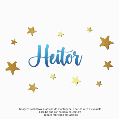 Kit de parede com nome e estrelas em acrílico - comprar online