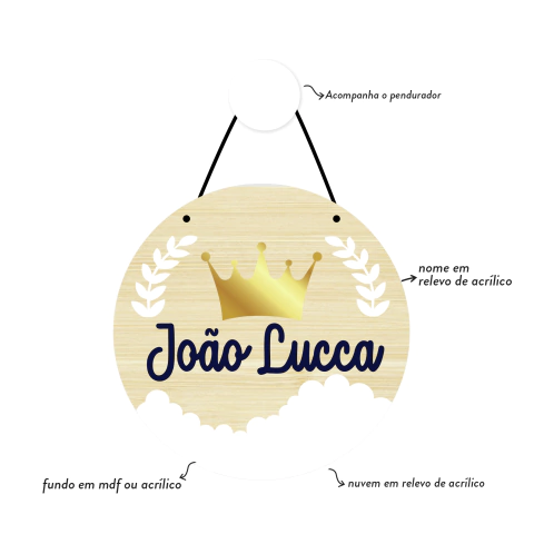 Enfeite de porta 3D - Coroa Príncipe - EP11