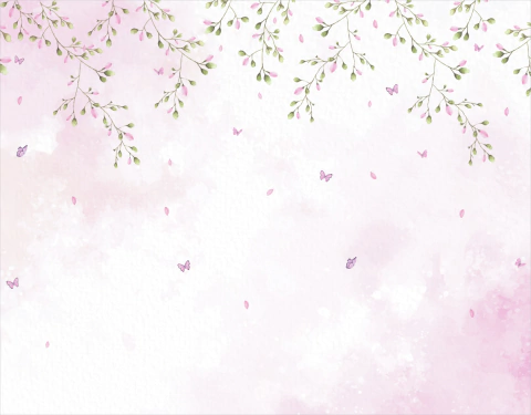 Papel de Parede Aquarela cortina de flores - PDP12