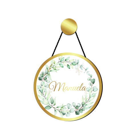 Porta Maternidade 3D - Folhas com Arco - PM26