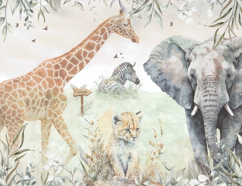 Papel de Parede Aquarela Safari