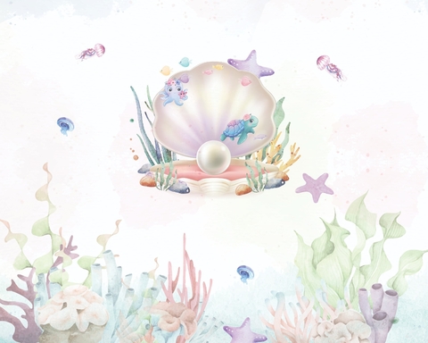 Papel de Parede Aquarela - Fundo do Mar