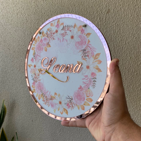 Porta Maternidade 3D - GUIRLANDA COM ARCO FLORAL - PM35 - comprar online