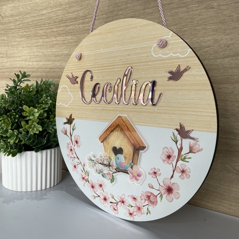 Porta Maternidade 3D - Casinha de passarinho - PM52 - comprar online