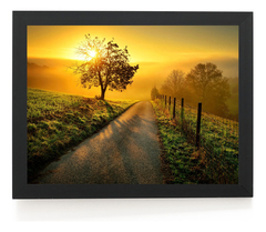 Quadro Relaxante Paisagem Rural Lindo Por Do Sol 32x44cm