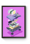 Quadro Arte Game Retrô Nintendo 64 Poster Moldurado