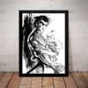 Poster Com Moldura Decorativo Lobo Solitario Manga Quadro