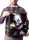 Quadro Palhaço Zumbi Arte Macabra Horror Poster Moldurado