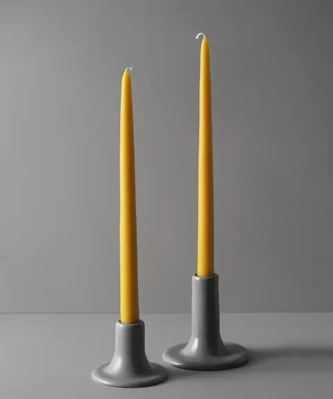 Set Candelabros de cerámica Bajo y Alto - Gris