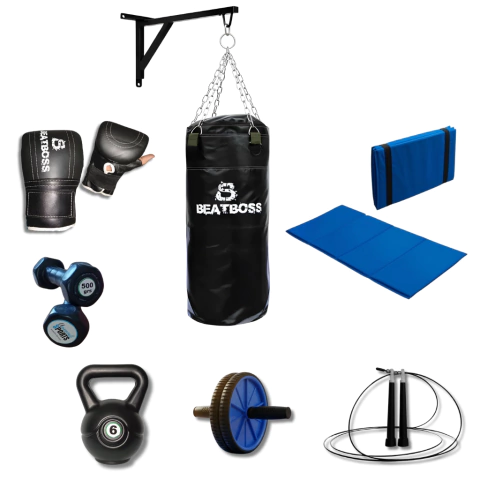 Combo Box Kit De Boxeo Bolsa Guantin Soga Colch Rueda Rusa - comprar online