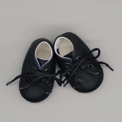 Zapatos BBS Talle 15 (10 cms suela) cuero negro acordonado - Talle 0-3 meses - Baby Back Sale SAS