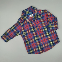 Camisa Carters Talle 3 meses cuadrillé azul- rojo y amarillo