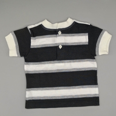 Remera Gluck Talle 0 meses blanca con franjas negras y grises - comprar online