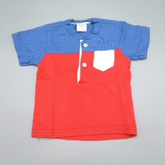 Remera Mis Lindos Bichitos Talle 1 (equivalente 3 meses) algodón rojo y azul