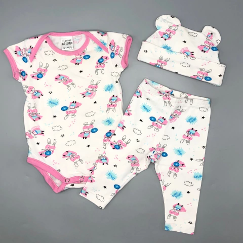 Conjunto Remera/body + Pantalón Grisino - Talle 0-3 meses - SEGUNDA SELECCIÓN