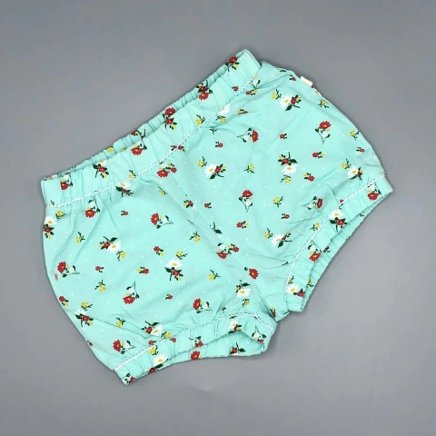 Short Teddy Boom Talle 3-6 meses celeste - flores y lunares en blanco