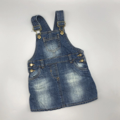 Segunda Selección - Jumper pollera Talle 9-12 meses jean azul localizado (interior algodón)