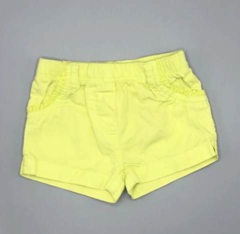 Short Carters Talle 3 meses gabardina verde fluo puntilla bolsillos