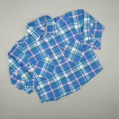 Camisa Talle 6-9 meses cuadros azules rosa verde