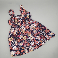 Vestido Talle 6-9 meses volados flores en tonos naranjas