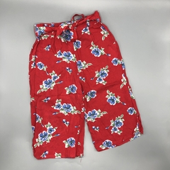 Pantalón Yamp Talle 4 años fibrana rojo flores azul (50 cm largo)