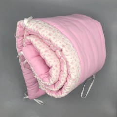 Segunda Selección - Chichonera rosa borde flores (32cm x 190 cm) - Baby Back Sale SAS