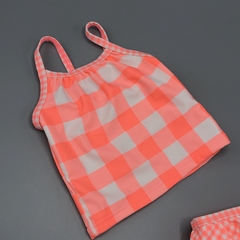Malla Carters Talle 3 meses cuadrillé blanco rosa fluor volados(remera y bombachudo) - Baby Back Sale SAS