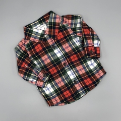 Camisa Carters Talle 3 meses franela cuadrillé verde rojo blanco