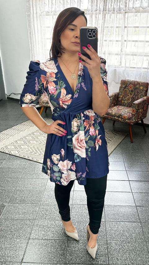 MHP 8281 - Batinha Cor Azul Floral - comprar online