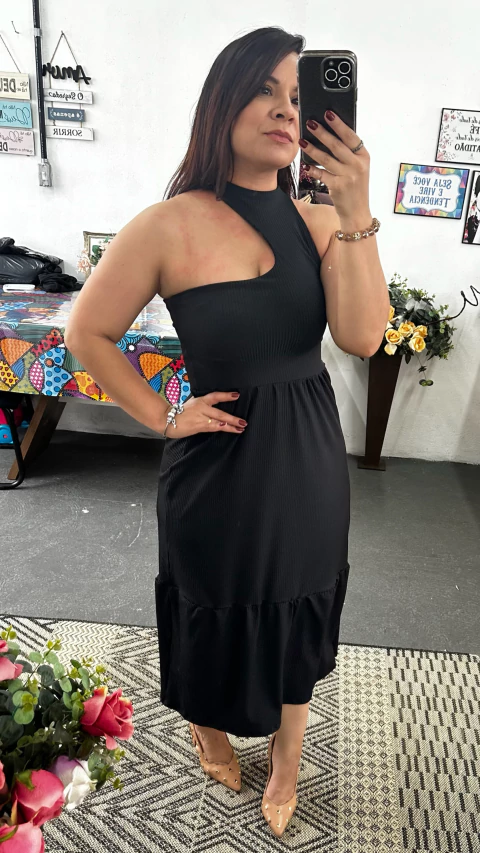 MHP 8581 - Vestido Assimétrico Preto - comprar online