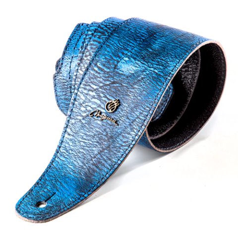 SMM03 CORREA PARA GUITARRA Y BAJO DE CUERO GROOVED AZUL