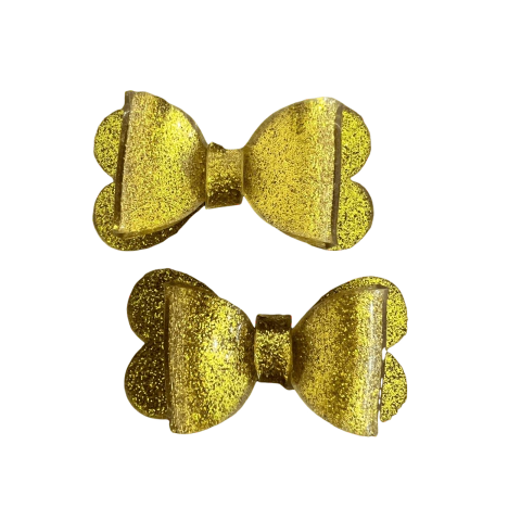 Aplique Laço Acrílico Glitter Fino (5 cm) Cor Dourado Loja Henrikei Artes