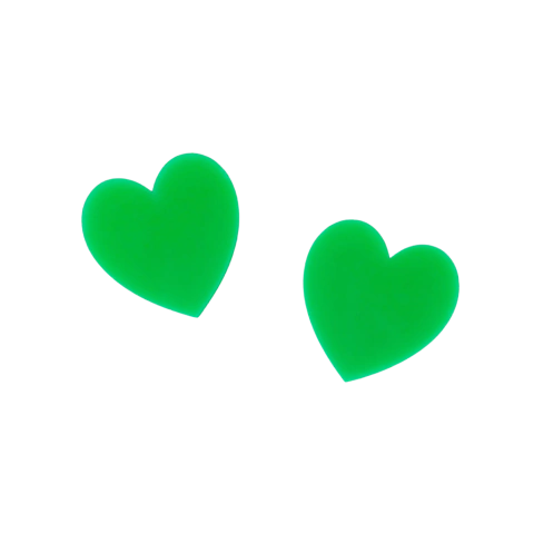 Aplique Coração (3cm) Plano Acrílico Cor Verde Neon - 2 Unidades