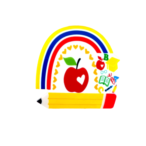 Aplique Arco Íris Maçã Lápis Curvado Acrílico (8cm) - 1 Unidade