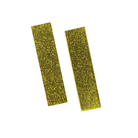 Aplique Para Bico de Pato Acrílico Glitter Cor Dourado Amarelo (1 x 6 cm) - 2 Unidades