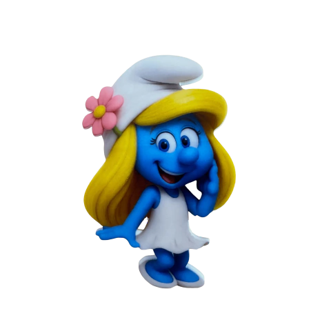 Aplique Smurfete Grande Curvado Acrílico Plano (9cm) - 1 Unidade 