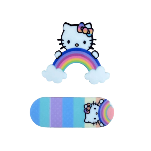 Kit Aplique Para Laço e Bico de Pato Hello Kitty Arco Íris Candy - 2 Unidades