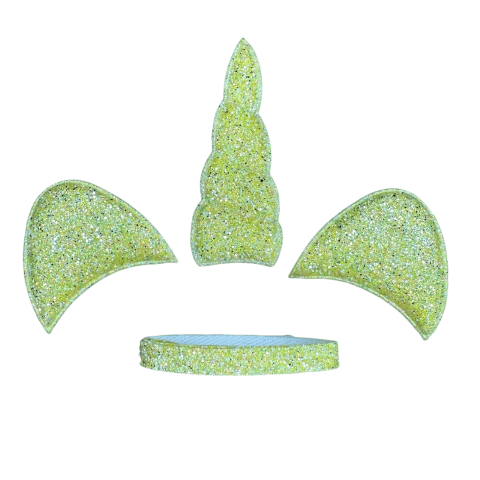 Aplique Kit Unicórnio Glitter Flocado + Tira Para Tiara Cor Amarelo - 1 Unidade - comprar online